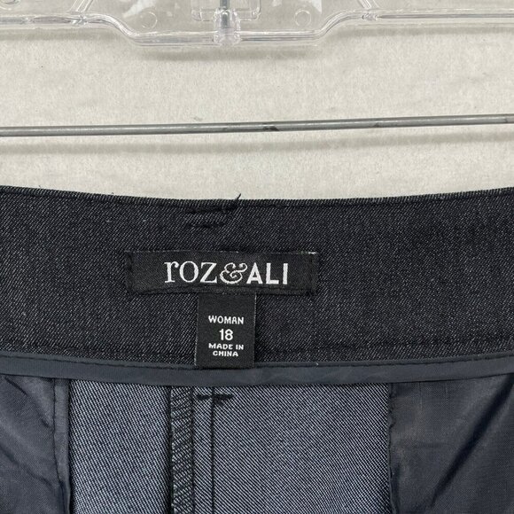 Roz & Ali Pants Women's Sz 18 Black Straight Leg High-Rise Pockets Stretch - Picture 11 of 12